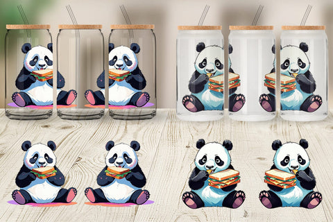 Glass Can Panda with Sandwich Sublimation artnoy 