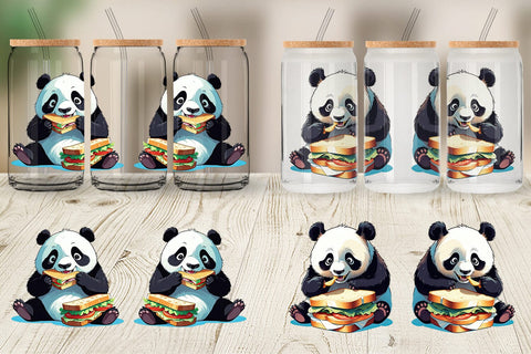 Glass Can Panda with Sandwich Sublimation artnoy 