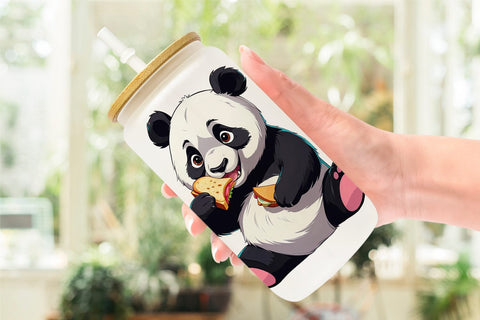 Glass Can Panda with Sandwich Sublimation artnoy 