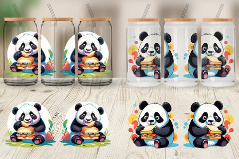 Glass Can Panda with Sandwich Sublimation artnoy 
