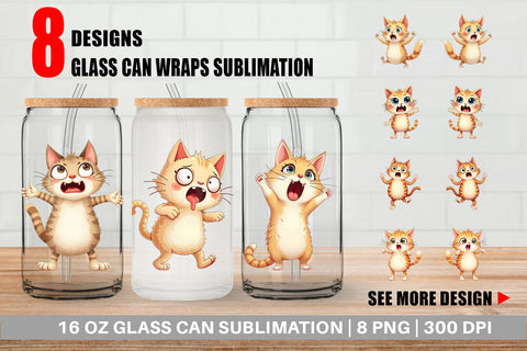 Glass Can Panic Cat Sublimation artnoy 