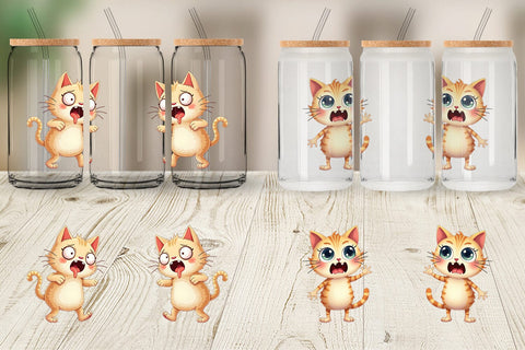 Glass Can Panic Cat Sublimation artnoy 