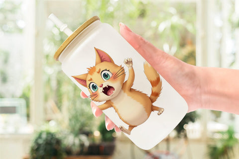 Glass Can Panic Cat Sublimation artnoy 