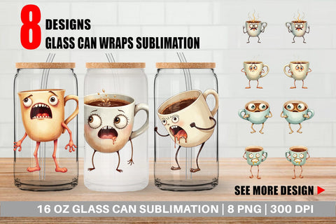 Glass Can Panic Coffee Sublimation artnoy 