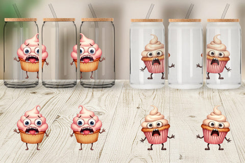 Glass Can Panic Cupcake Sublimation artnoy 