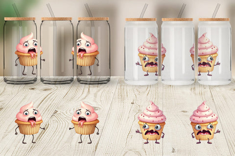 Glass Can Panic Cupcake Sublimation artnoy 
