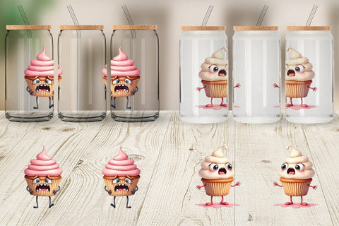 Glass Can Panic Cupcake Sublimation artnoy 