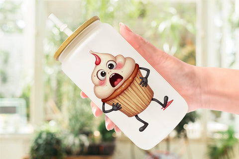 Glass Can Panic Cupcake Sublimation artnoy 