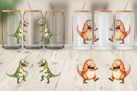 Glass Can Panic Dino Sublimation artnoy 