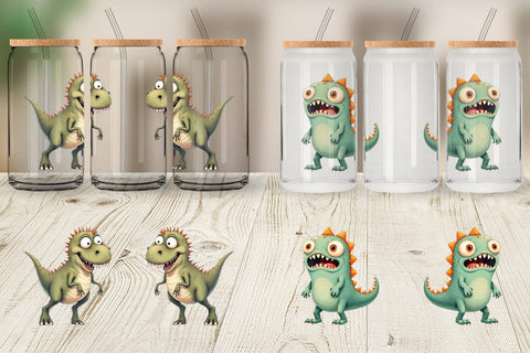 Glass Can Panic Dino Sublimation artnoy 