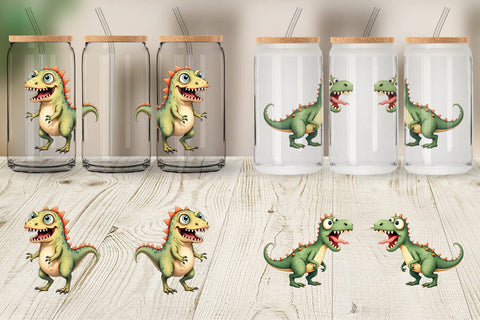 Glass Can Panic Dino Sublimation artnoy 