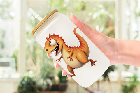 Glass Can Panic Dino Sublimation artnoy 