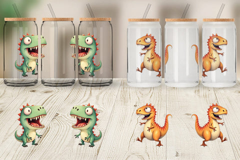 Glass Can Panic Dino Sublimation artnoy 