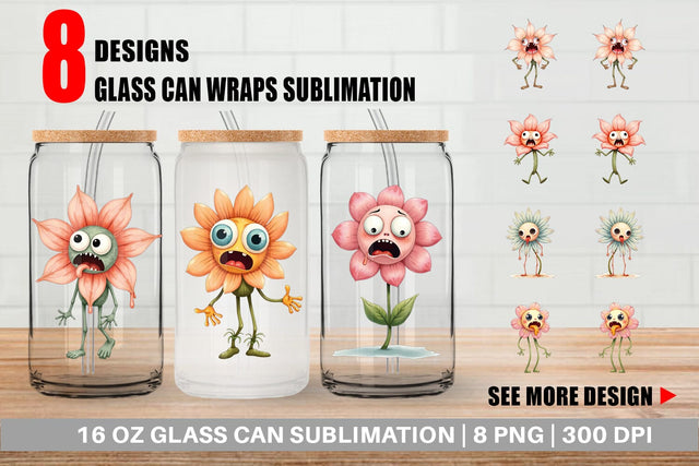 Glass Can Panic Flower Sublimation artnoy 