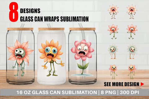 Glass Can Panic Flower Sublimation artnoy 