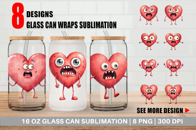 Glass Can Panic Heart Sublimation artnoy 