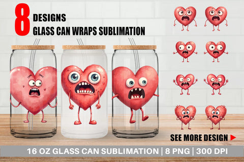 Glass Can Panic Heart Sublimation artnoy 