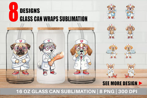 Glass Can Panic Mode Dog Nurse Prints Sublimation artnoy 