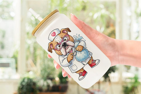 Glass Can Panic Mode Dog Nurse Prints Sublimation artnoy 