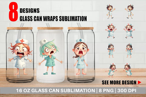 Glass Can Panic Nurse Sublimation artnoy 