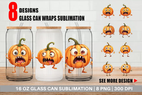 Glass Can Panic Pumpkin Sublimation artnoy 