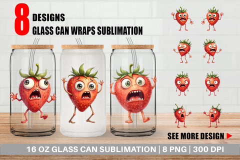 Glass Can Panic Strawberry Sublimation artnoy 