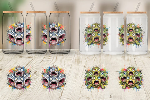 Glass Can Panic Tropical Animals Messy Watercolor Sublimation artnoy 