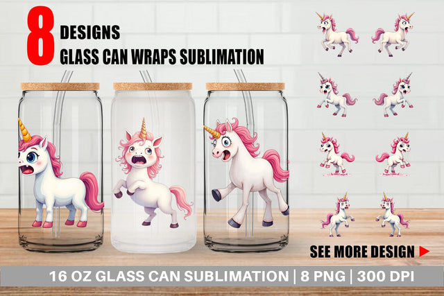 Glass Can Panic Unicorn Sublimation artnoy 