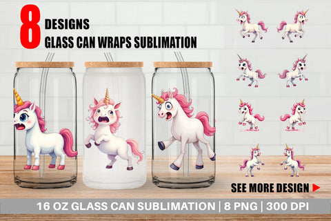 Glass Can Panic Unicorn Sublimation artnoy 