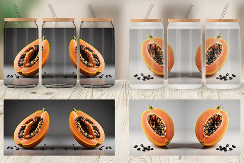 Glass Can Papaya fruit Sublimation artnoy 