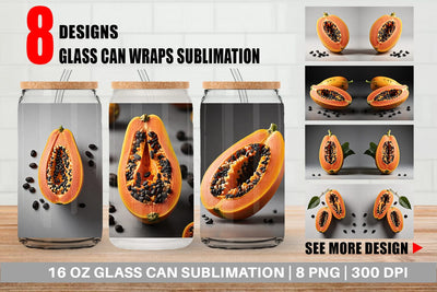 Glass Can Papaya fruit Sublimation artnoy 