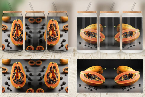 Glass Can Papaya fruit Sublimation artnoy 