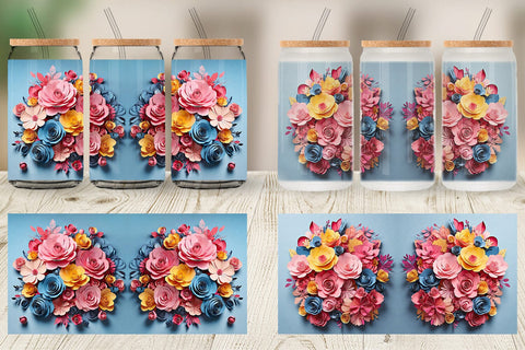 Glass Can Paper Flower Bouquet Sublimation artnoy 