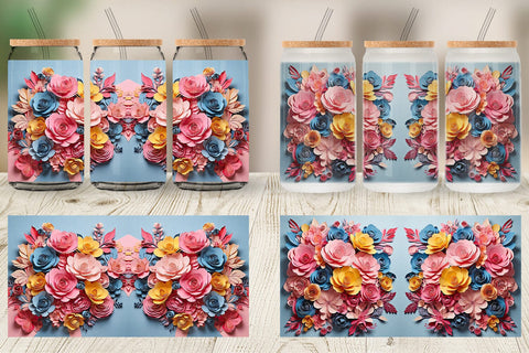 Glass Can Paper Flower Bouquet Sublimation artnoy 