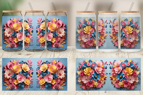 Glass Can Paper Flower Bouquet Sublimation artnoy 
