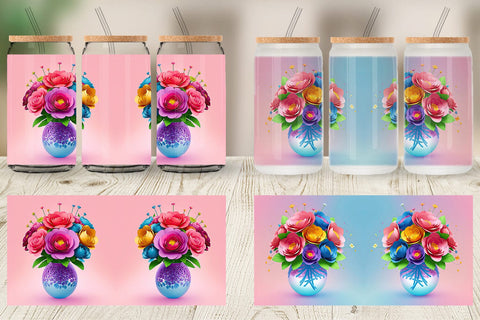 Glass Can Paper Flowers in Pots Sublimation artnoy 