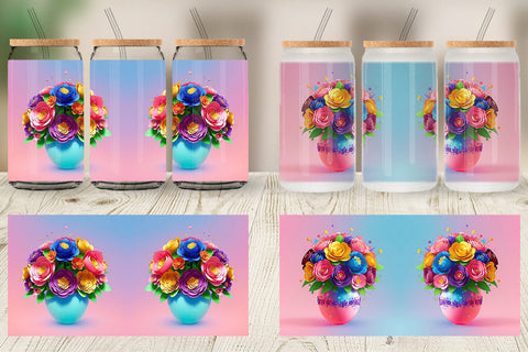 Glass Can Paper Flowers in Pots Sublimation artnoy 