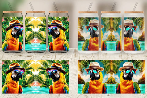 Glass Can Parrots in Summer Sublimation artnoy 