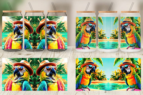 Glass Can Parrots in Summer Sublimation artnoy 