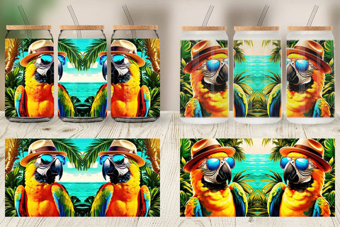 Glass Can Parrots in Summer Sublimation artnoy 
