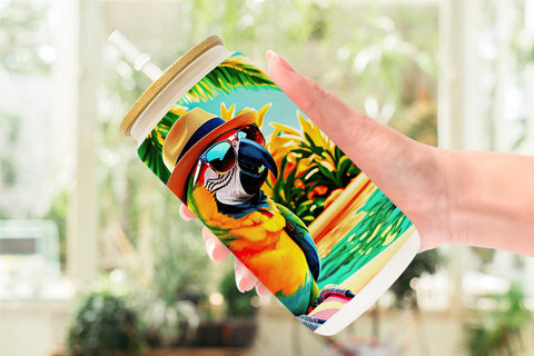 Glass Can Parrots in Summer Sublimation artnoy 