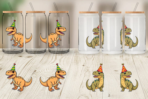 Glass Can Party Hat Dino Sublimation artnoy 