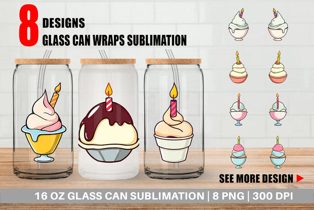 Glass Can Party Ice Cream Sublimation artnoy 