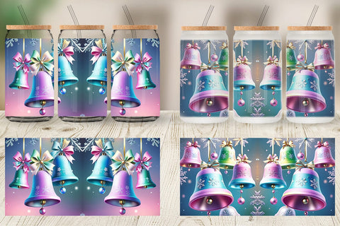 Glass Can Pastel Christmas Bells Sublimation artnoy 