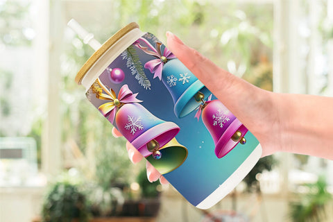 Glass Can Pastel Christmas Bells Sublimation artnoy 