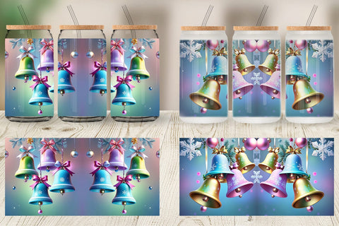 Glass Can Pastel Christmas Bells Sublimation artnoy 