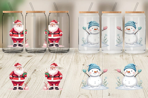 Glass Can Pastel Christmas Characters Sublimation artnoy 