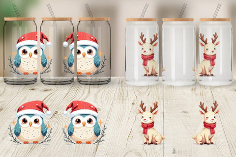Glass Can Pastel Christmas Characters Sublimation artnoy 