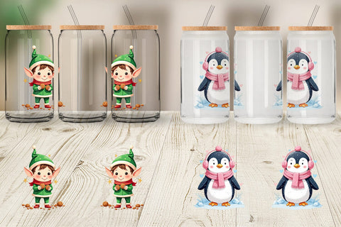 Glass Can Pastel Christmas Characters Sublimation artnoy 