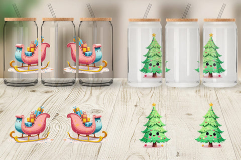 Glass Can Pastel Christmas Characters Sublimation artnoy 